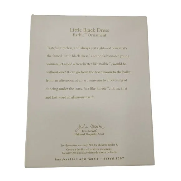 2007 Hallmark Barbie Ornament Little Black Dress - Picture 2 of 2
